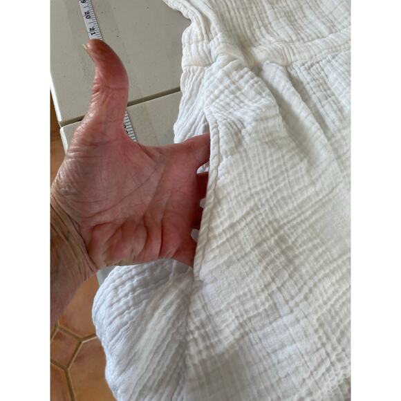 Xirena White Gauze Fit & Flare Minimalist Peasant Dress Size Small 100% Cotton - Picture 7 of 15